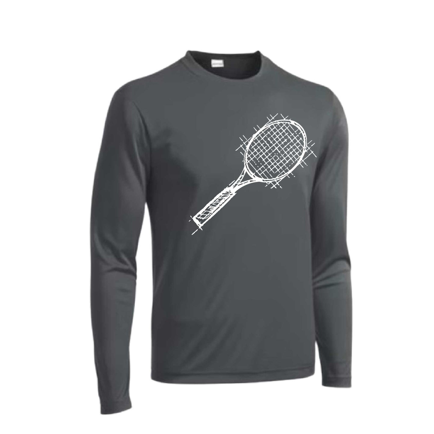 Tennis Retro | Men's Long Sleeve Athletic Tennis Performance T-Shirt | 100% Polyester