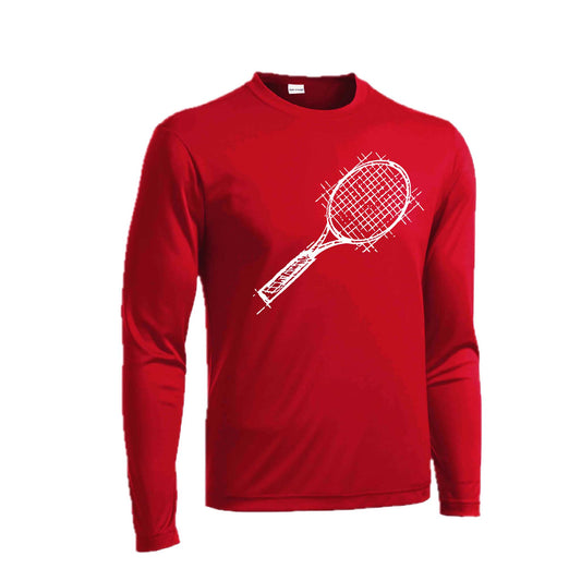 Tennis Retro | Men's Long Sleeve Athletic Tennis Performance T-Shirt | 100% Polyester