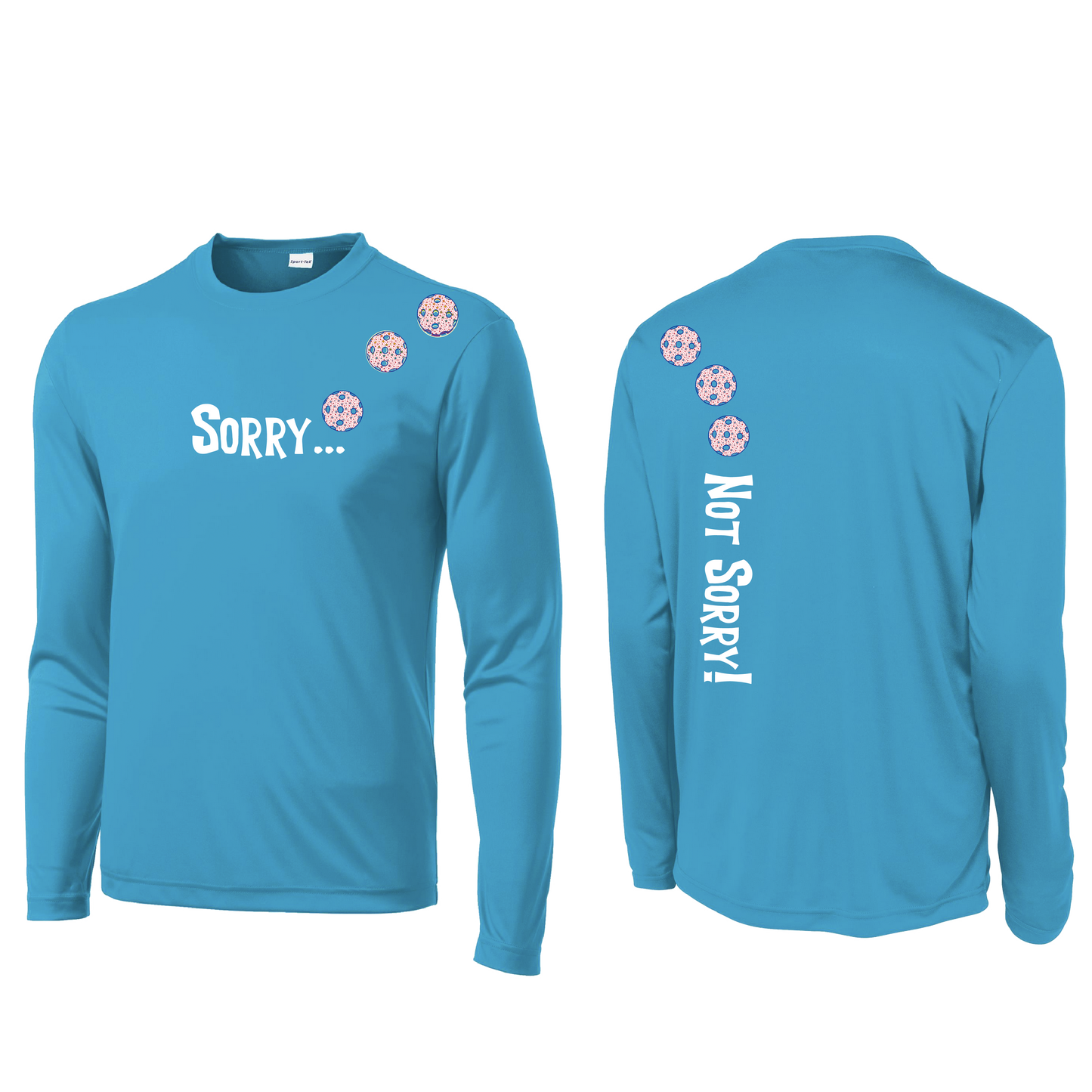 Sorry Not Sorry With Pickleballs (Patriotic Stars) Customizable | Men's Long Sleeve Athletic Shirt | 100% Polyester