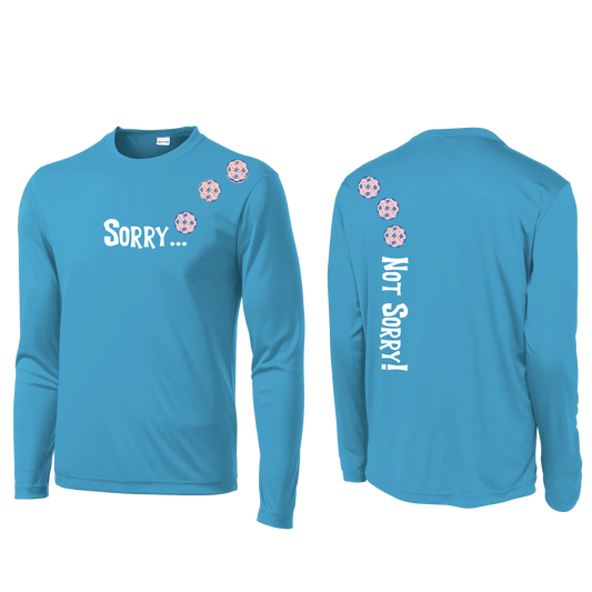 Sorry Not Sorry (Pickleball color Patriotic Stars) Customizable | Men's Long Sleeve Athletic Shirt | 100% Polyester