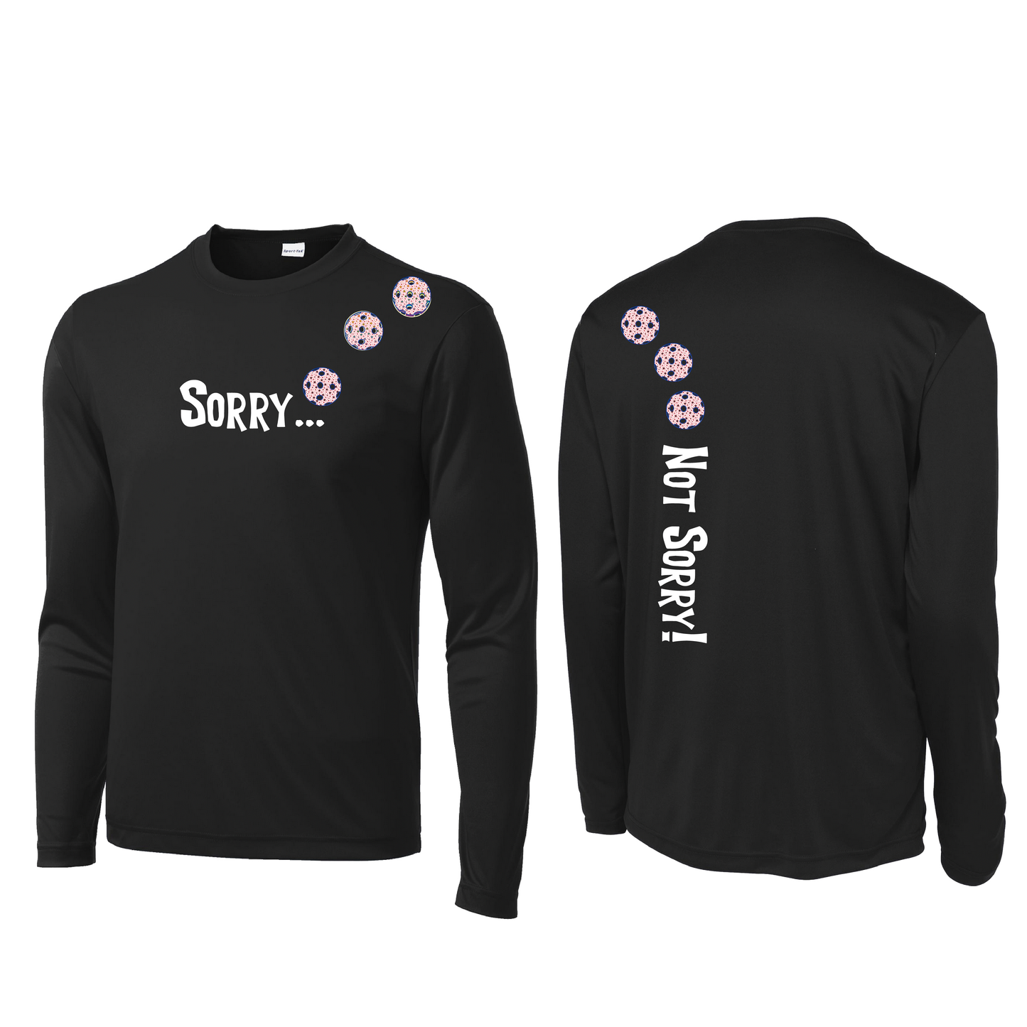 Sorry Not Sorry (Pickleballs With Stars) | Men's Long Sleeve Athletic Shirt | 100% Polyester