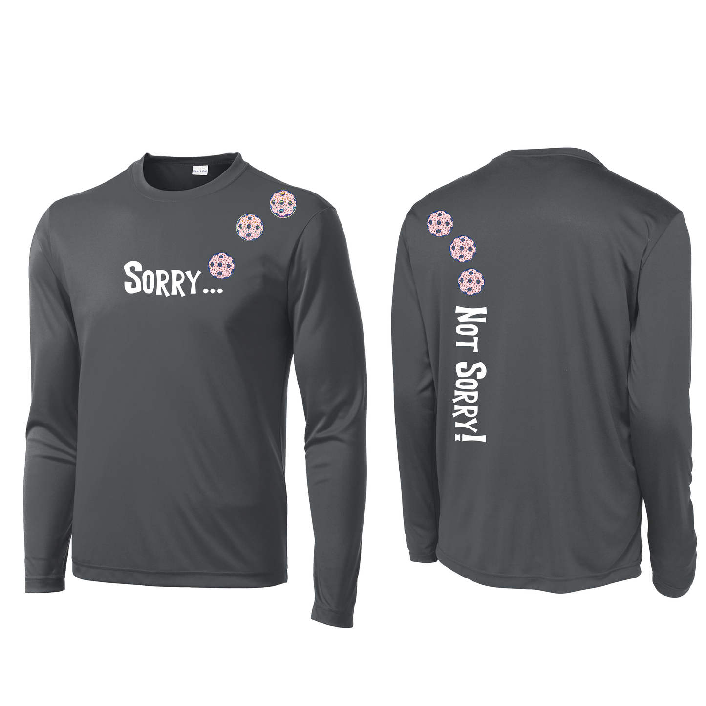 Sorry Not Sorry With Pickleballs (Patriotic Stars) Customizable | Men's Long Sleeve Athletic Shirt | 100% Polyester