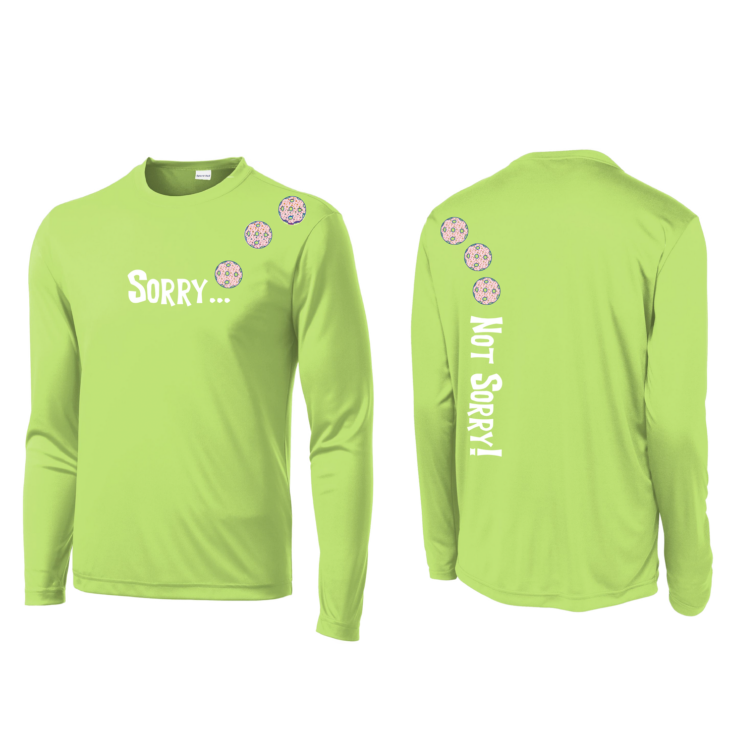 Sorry Not Sorry (Pickleballs With Stars) | Men's Long Sleeve Athletic Shirt | 100% Polyester