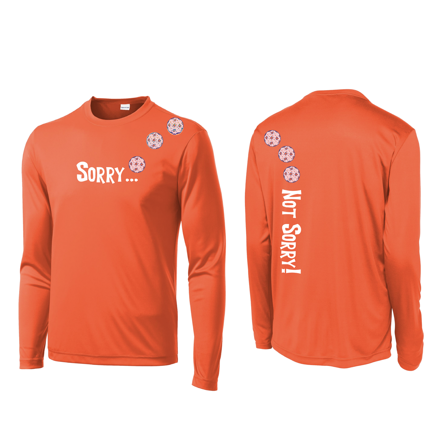 Sorry Not Sorry With Pickleballs (Patriotic Stars) Customizable | Men's Long Sleeve Athletic Shirt | 100% Polyester