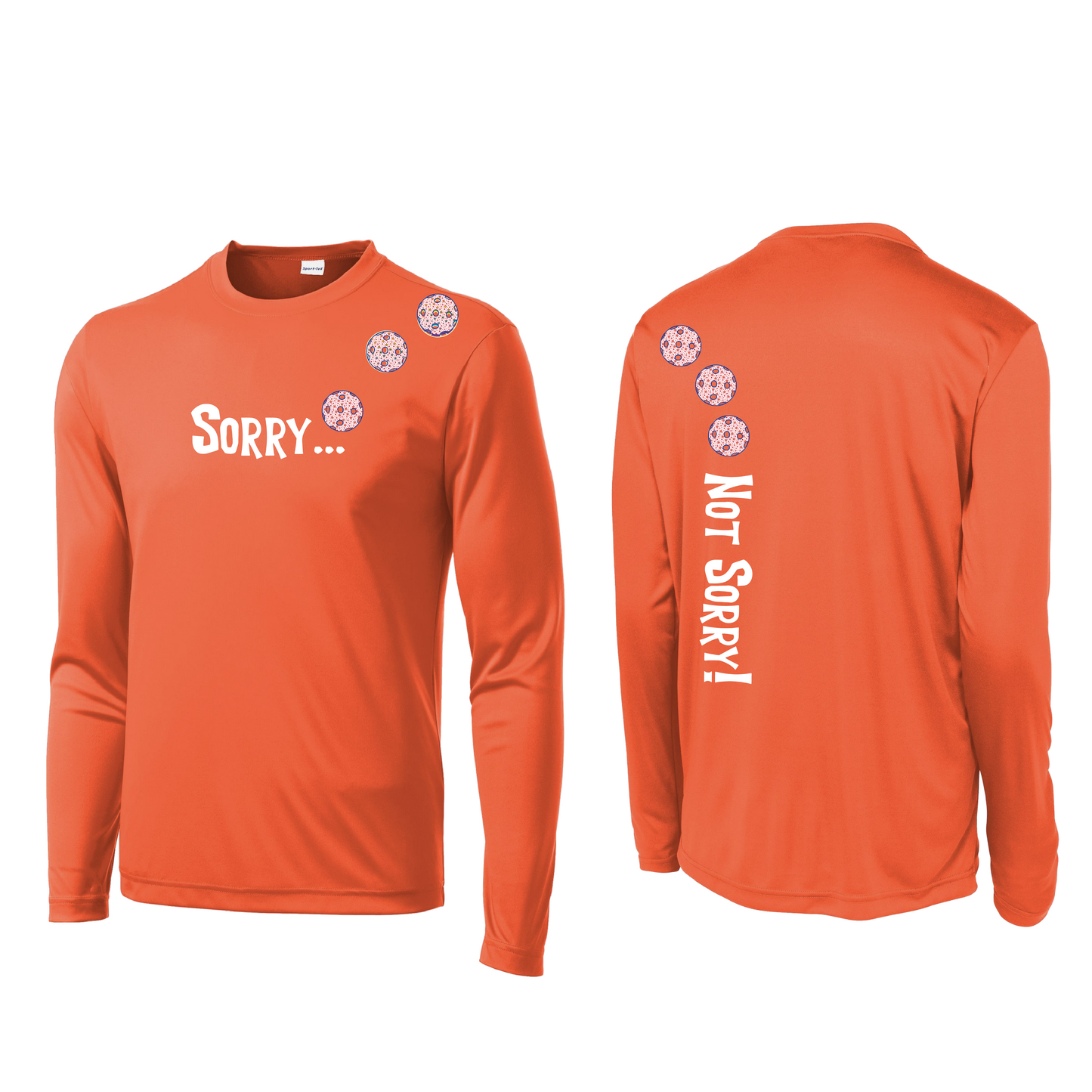 Sorry Not Sorry (Pickleballs With Stars) | Men's Long Sleeve Athletic Shirt | 100% Polyester