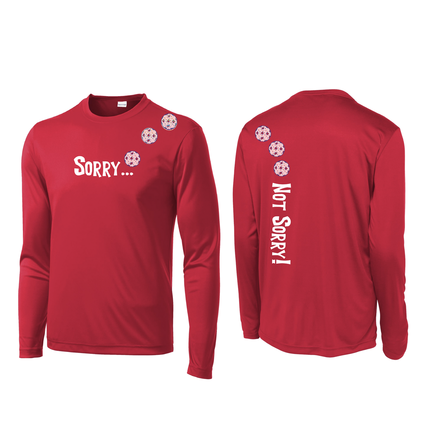 Sorry Not Sorry With Pickleballs (Patriotic Stars) Customizable | Men's Long Sleeve Athletic Shirt | 100% Polyester