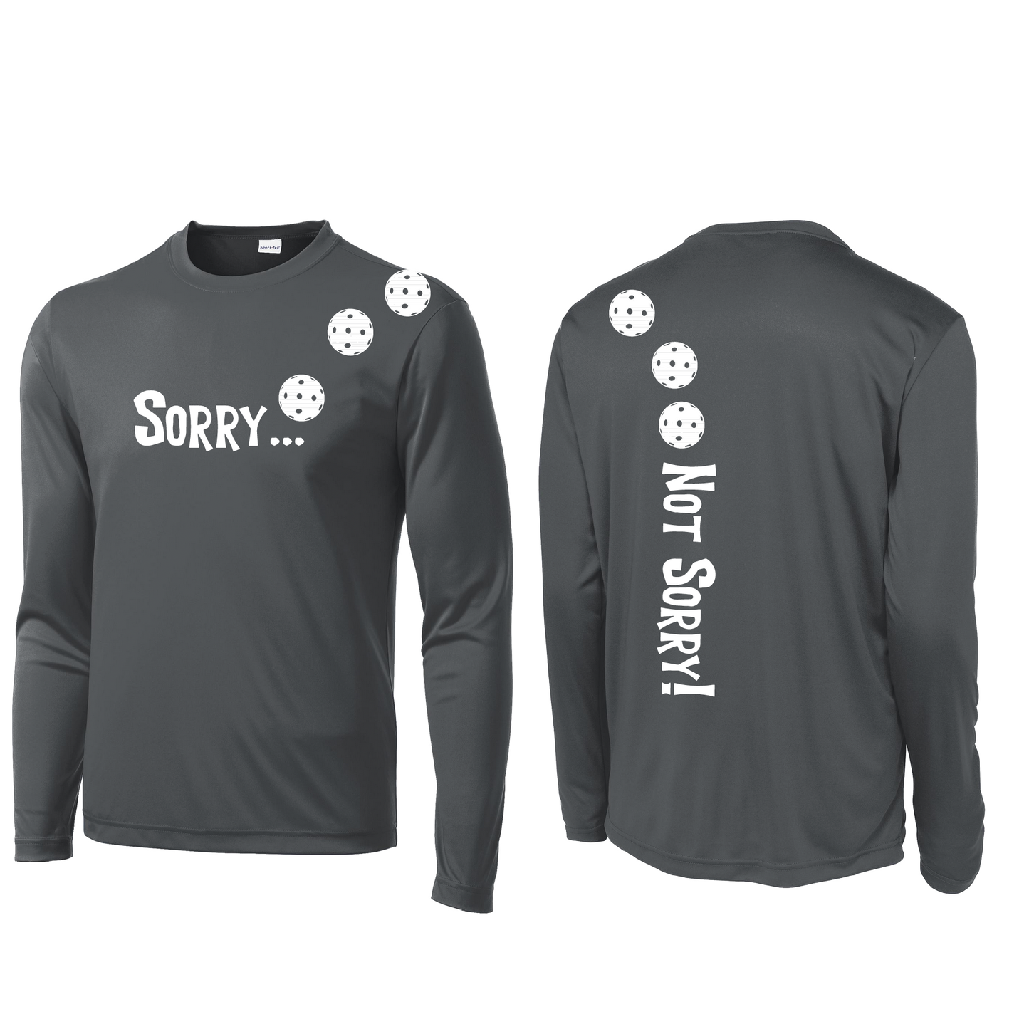 Sorry Not Sorry (Pickleballs Red White Yellow) | Men's Long Sleeve Athletic Shirt | 100% Polyester