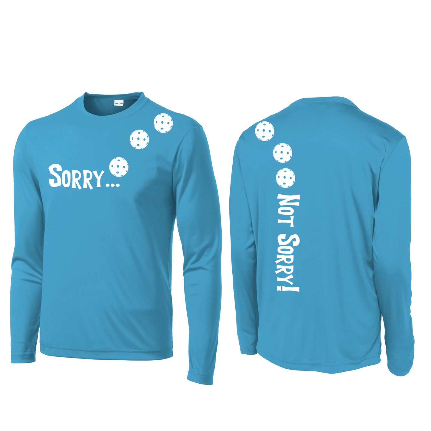 Sorry Not Sorry (Pickleballs Red White Yellow) | Men's Long Sleeve Athletic Shirt | 100% Polyester