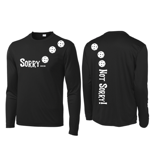 Sorry Not Sorry (Pickleballs Red White Yellow) | Men's Long Sleeve Athletic Shirt | 100% Polyester