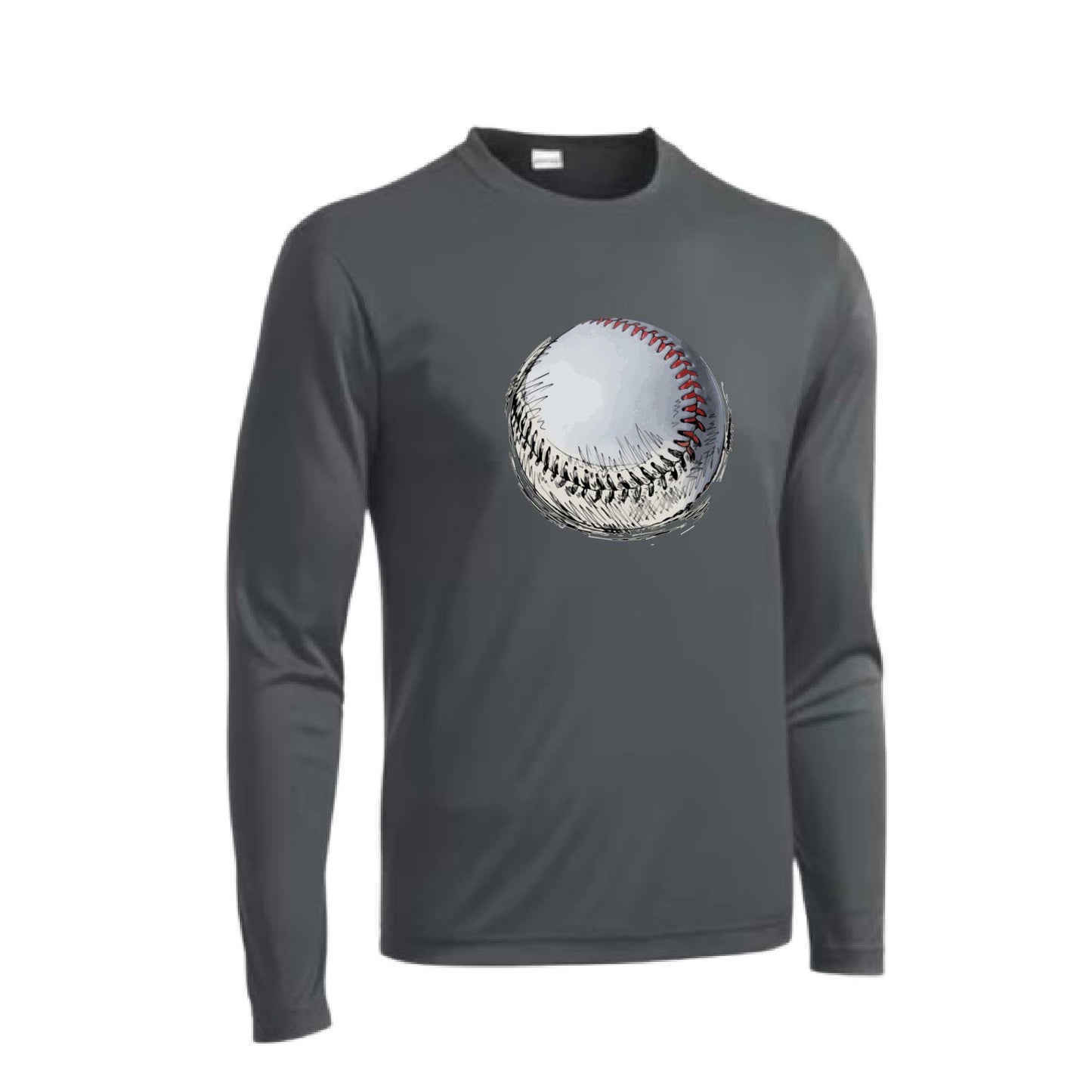 Baseball Sketched | Men's Long Sleeve Athletic Baseball Performance T-Shirt | 100% Polyester