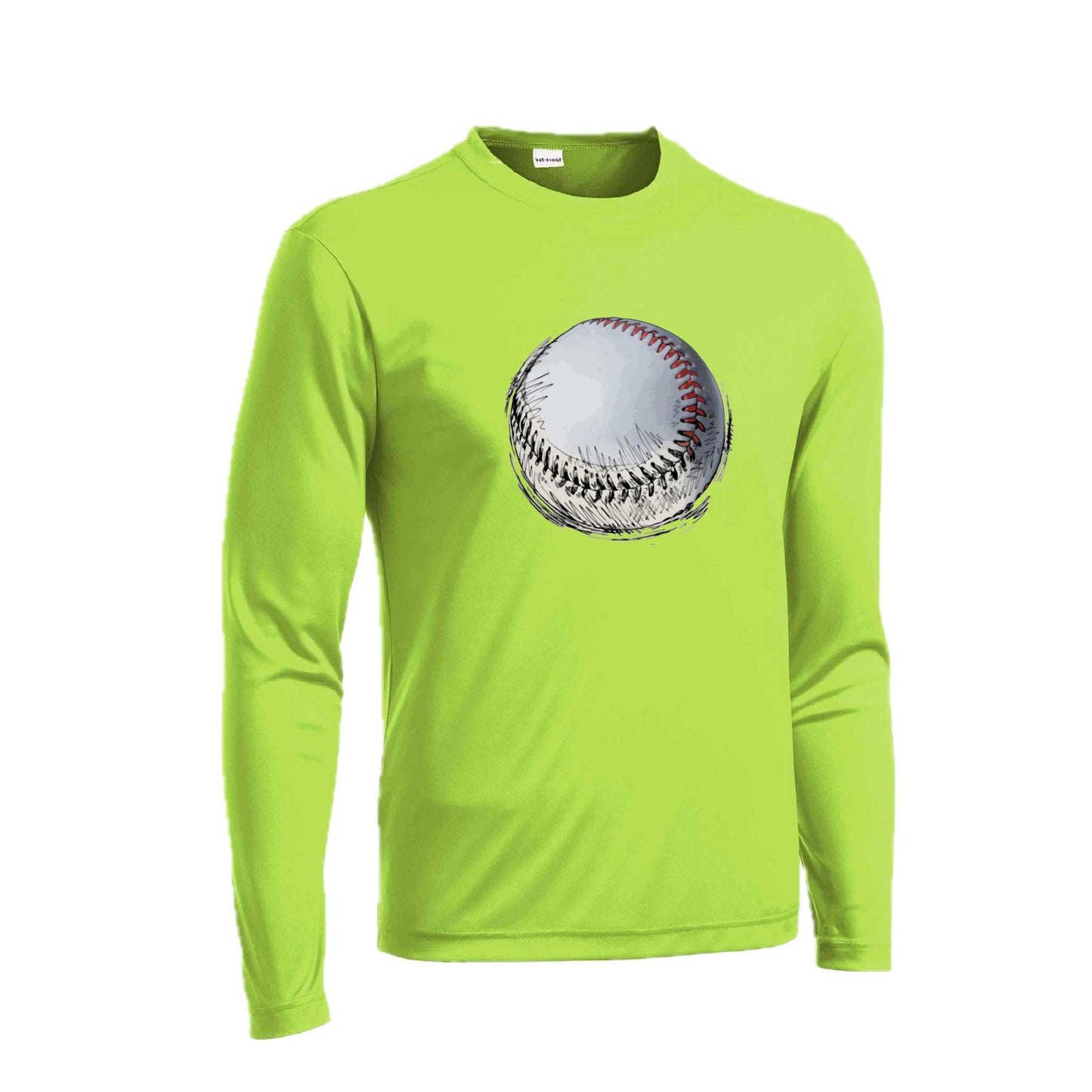 Baseball Sketched | Men's Long Sleeve Athletic Baseball Performance T-Shirt | 100% Polyester