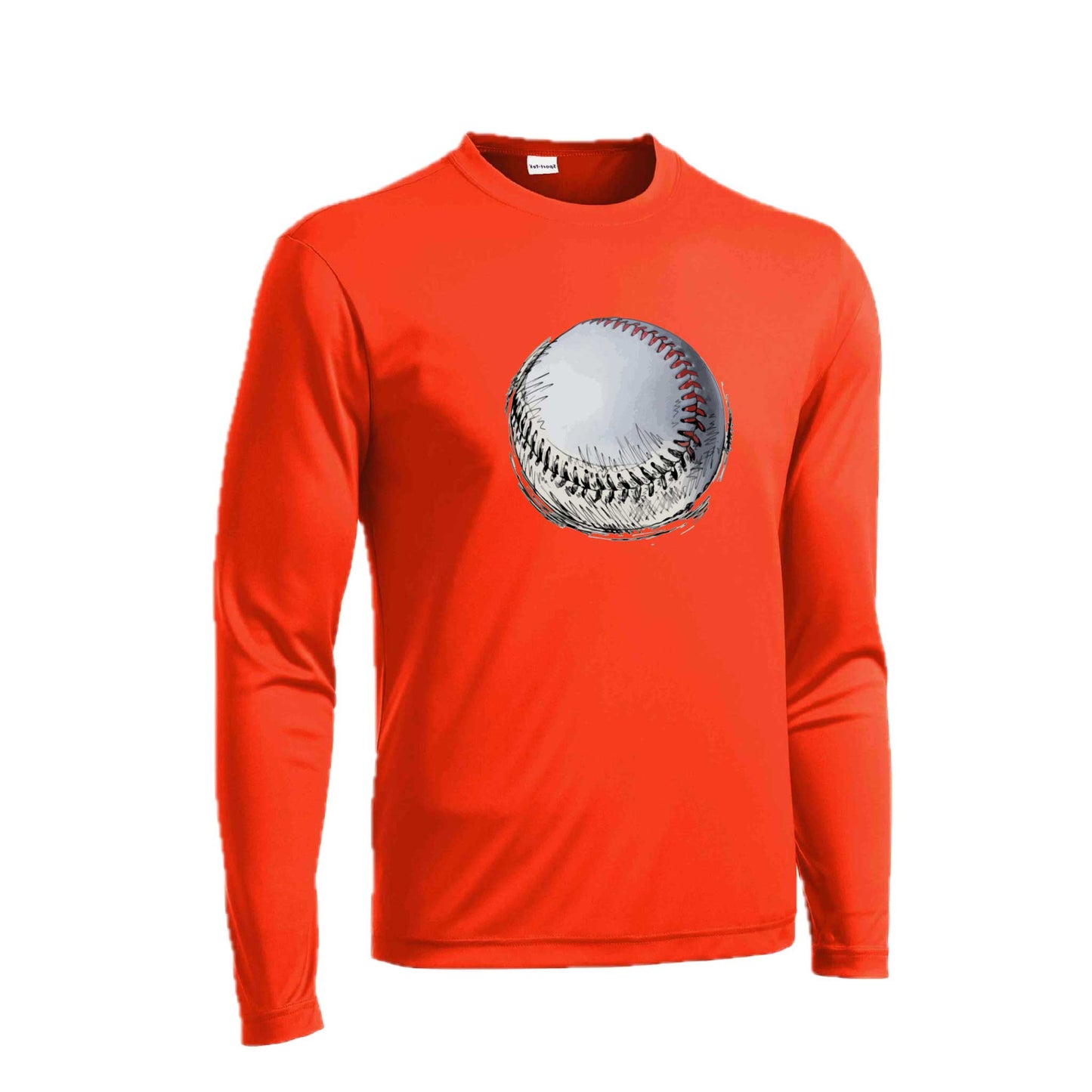 Baseball Sketched | Men's Long Sleeve Athletic Baseball Performance T-Shirt | 100% Polyester