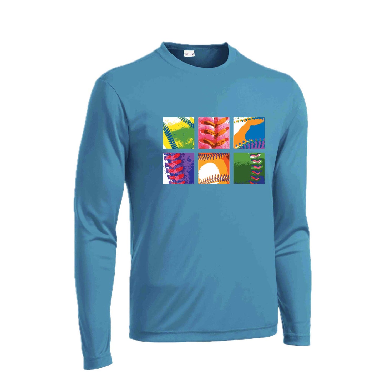 Baseball Squares | Men's Long Sleeve Athletic Baseball Performance T-Shirt | 100% Polyester