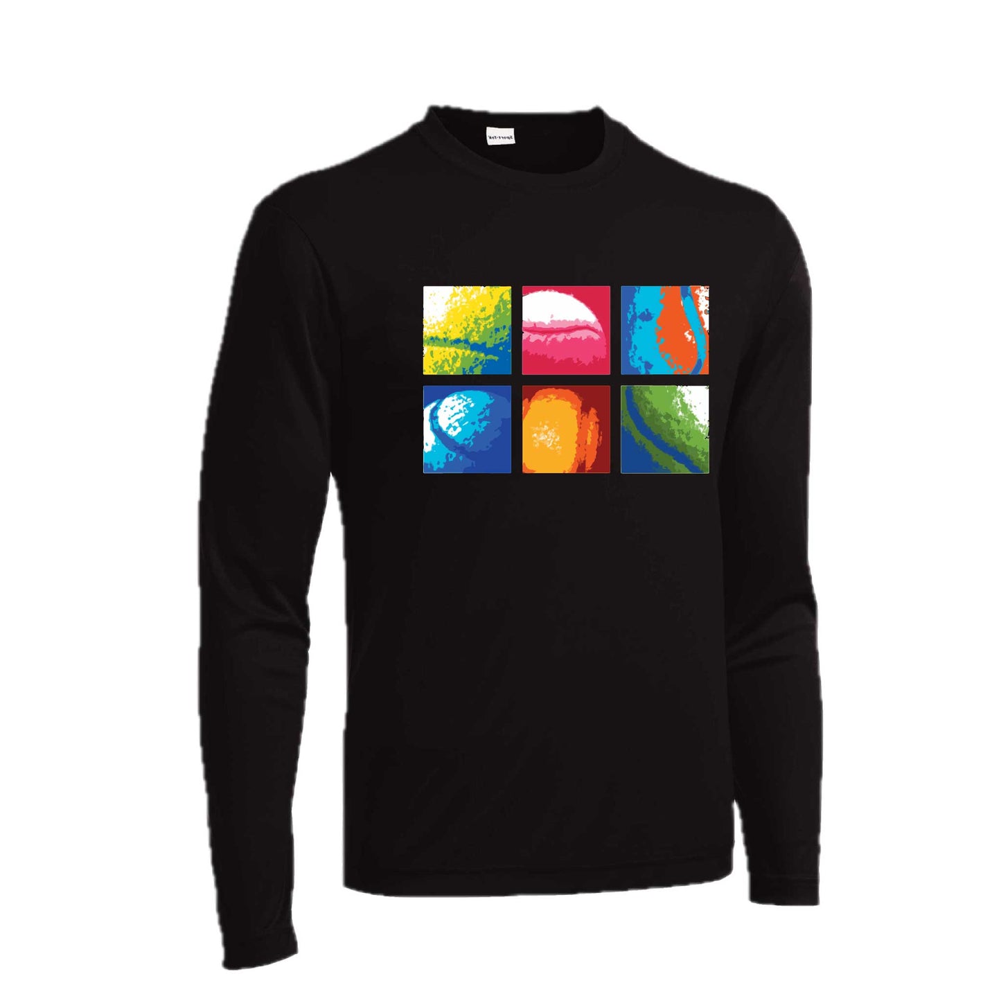 Tennis Squares | Men's Long Sleeve Athletic Tennis Performance T-Shirt | 100% Polyester