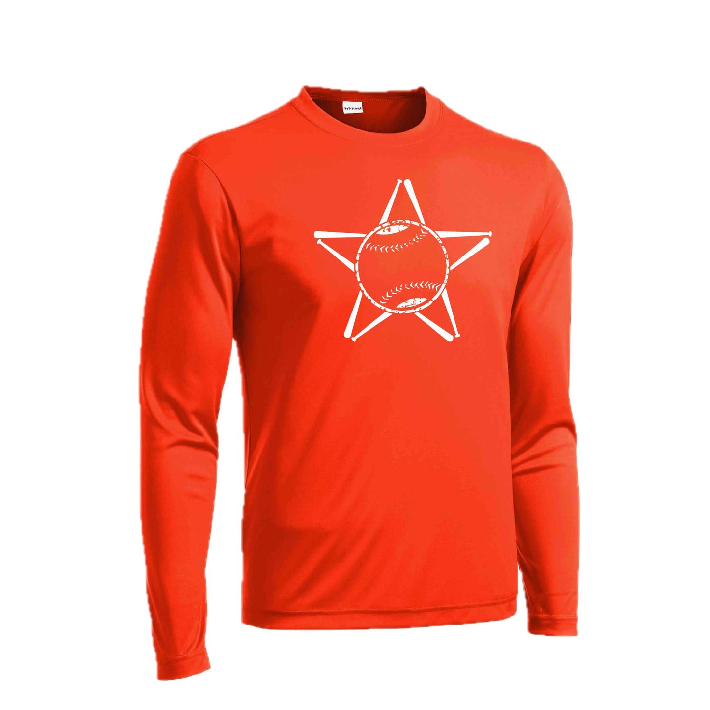 Baseball Star | Men's Long Sleeve Athletic Baseball Performance T-Shirt | 100% Polyester