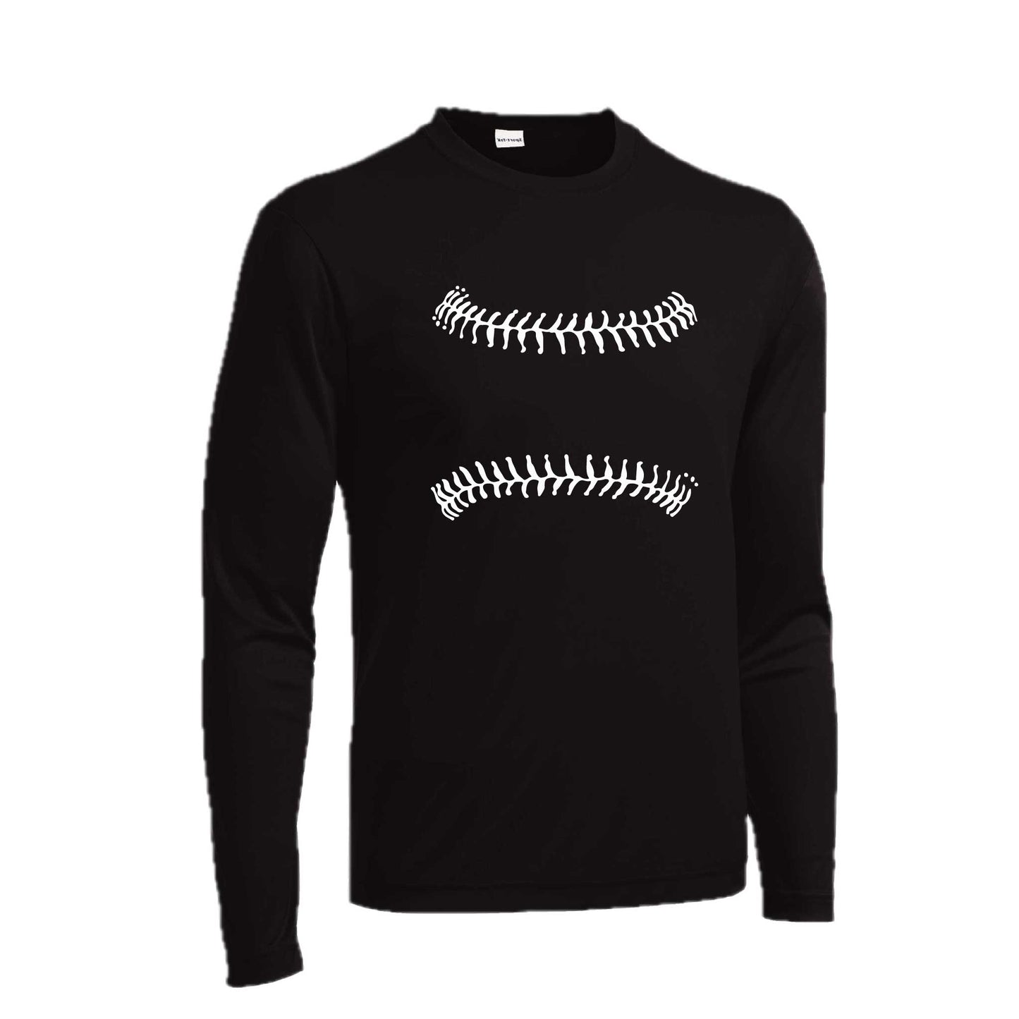 Baseball Stitches | Men's Long Sleeve Athletic Baseball Performance T-Shirt | 100% Polyester