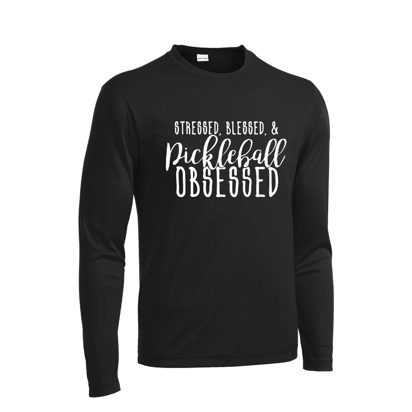 Stressed Blessed & Pickleball Obsessed | Men's Long Sleeve Athletic Shirt | 100% Polyester