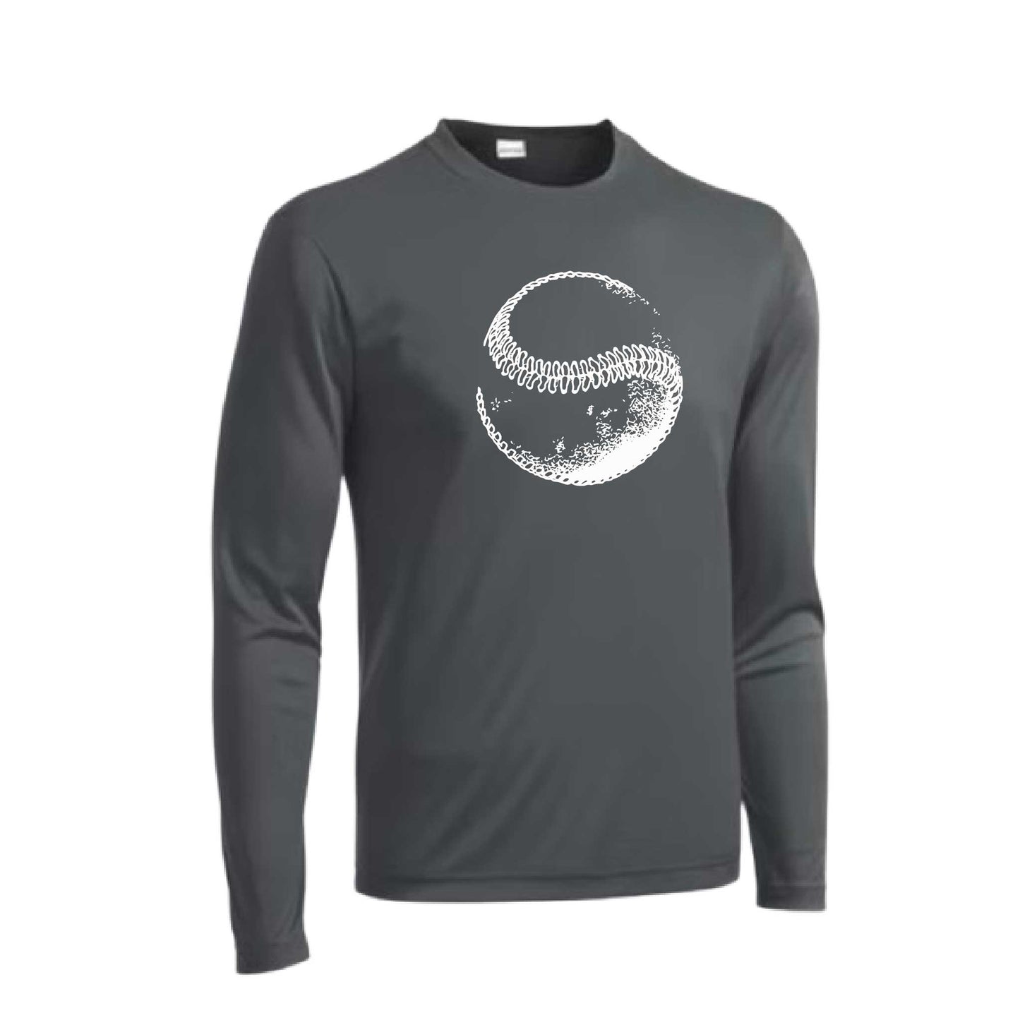 Retro Curveball | Men's Long Sleeve Athletic Baseball Performance T-Shirt | 100% Polyester