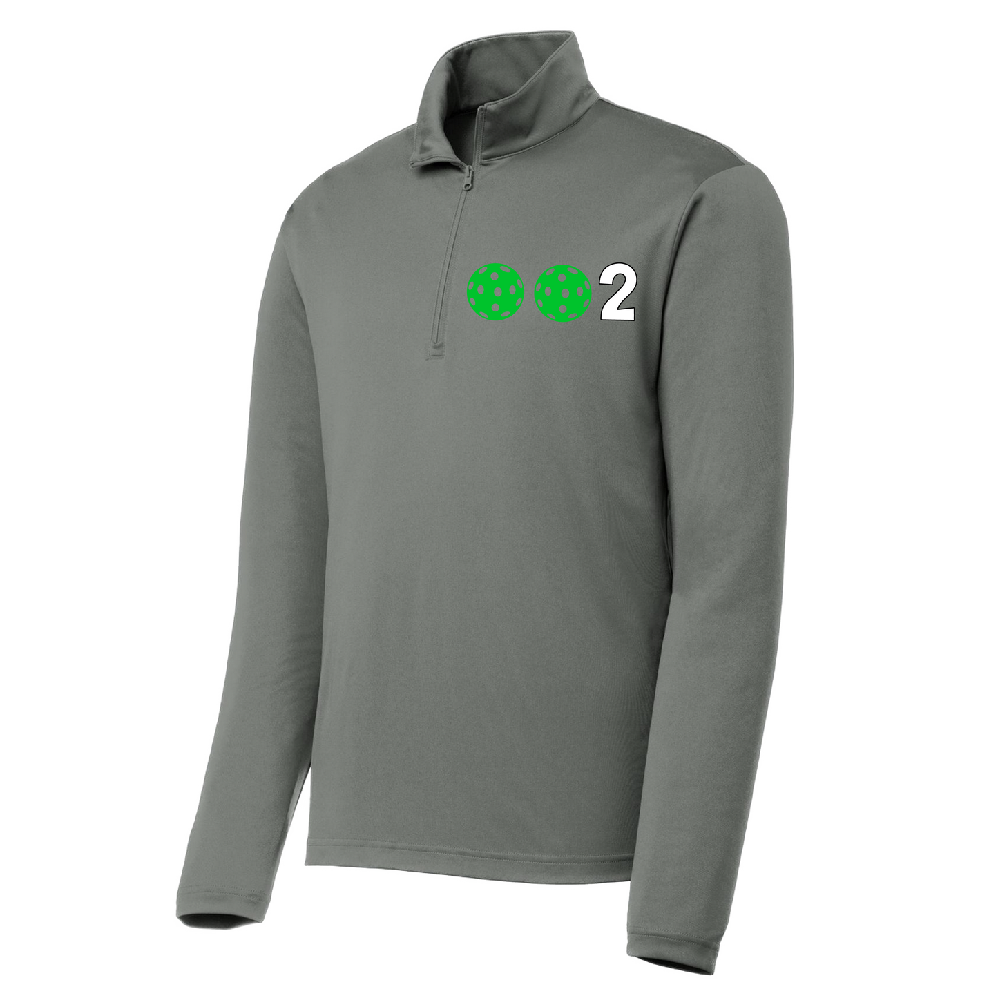 002 Pickleball (Colors Green Orange Red Or Stars) | Men's 1/4 Zip Long Sleeve Pullover Athletic Shirt | 100% Polyester