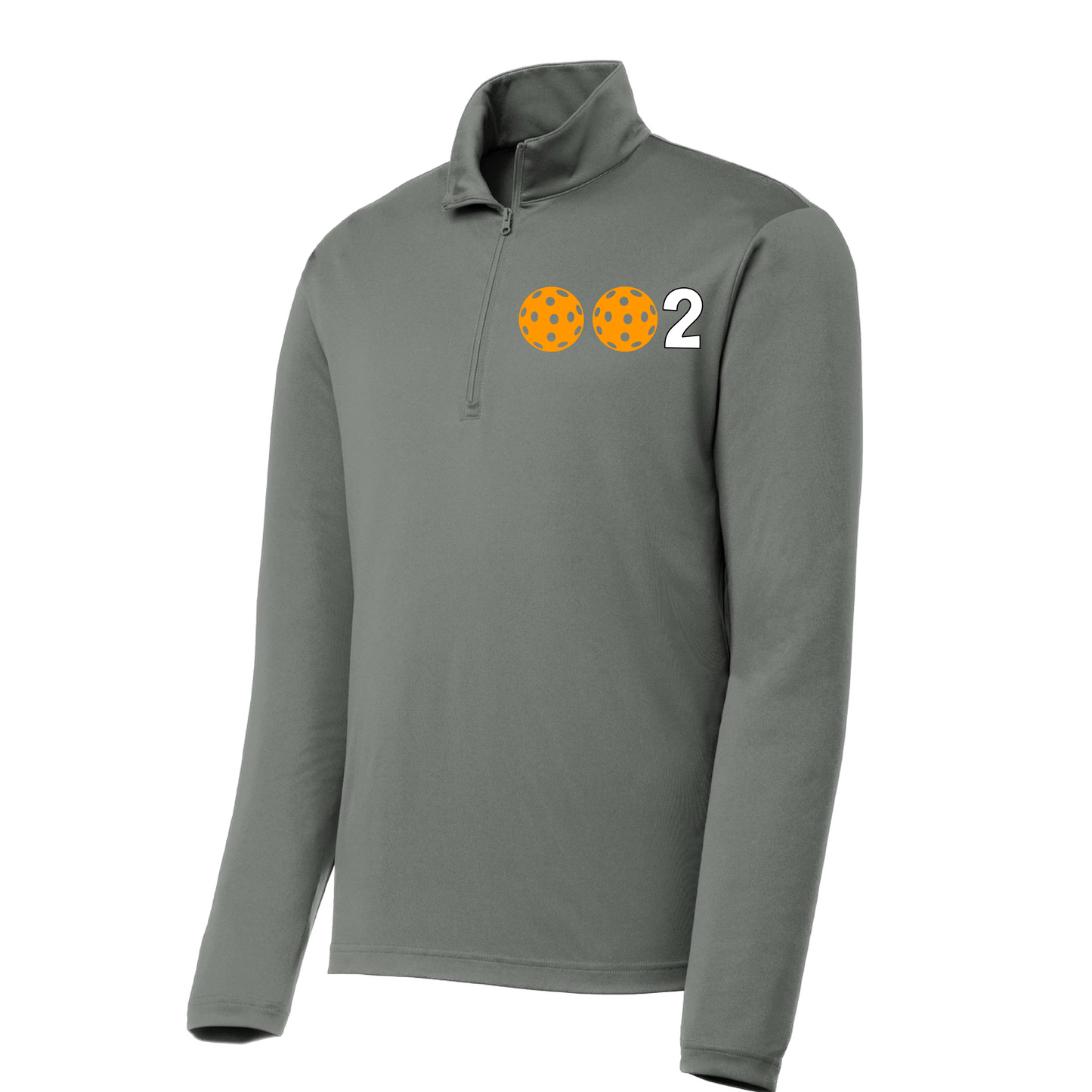 002 Pickleball (Colors Green Orange Red Or Stars) | Men's 1/4 Zip Long Sleeve Pullover Athletic Shirt | 100% Polyester