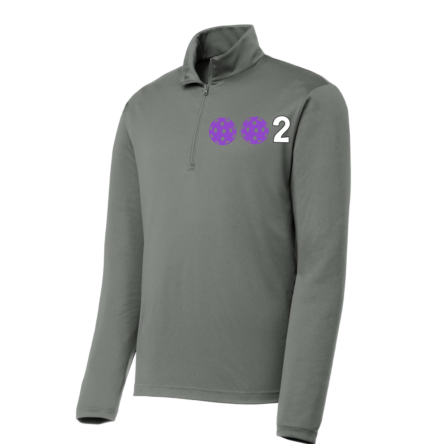 002 Pickleball (Colors Pink Purple Or Rainbow) | Men's 1/4 Zip Long Sleeve Pullover Athletic Shirt | 100% Polyester