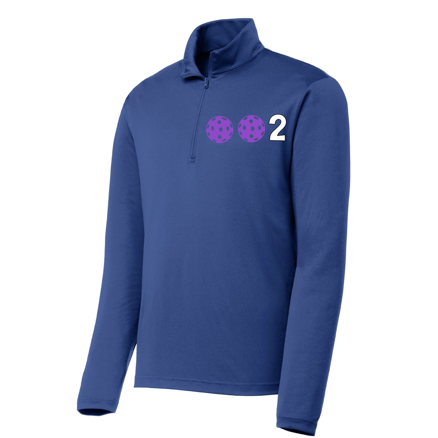 002 Pickleball (Colors Pink Purple Or Rainbow) | Men's 1/4 Zip Long Sleeve Pullover Athletic Shirt | 100% Polyester