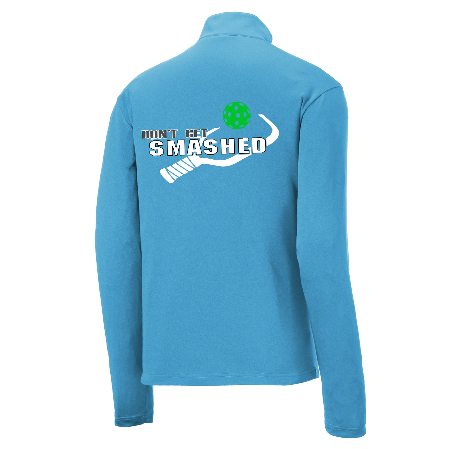 Don't Get Smashed (Pickleball Colors Red Green Stars) | Men's 1/4 Zip Long Sleeve Pullover Athletic Shirt | 100% Polyester