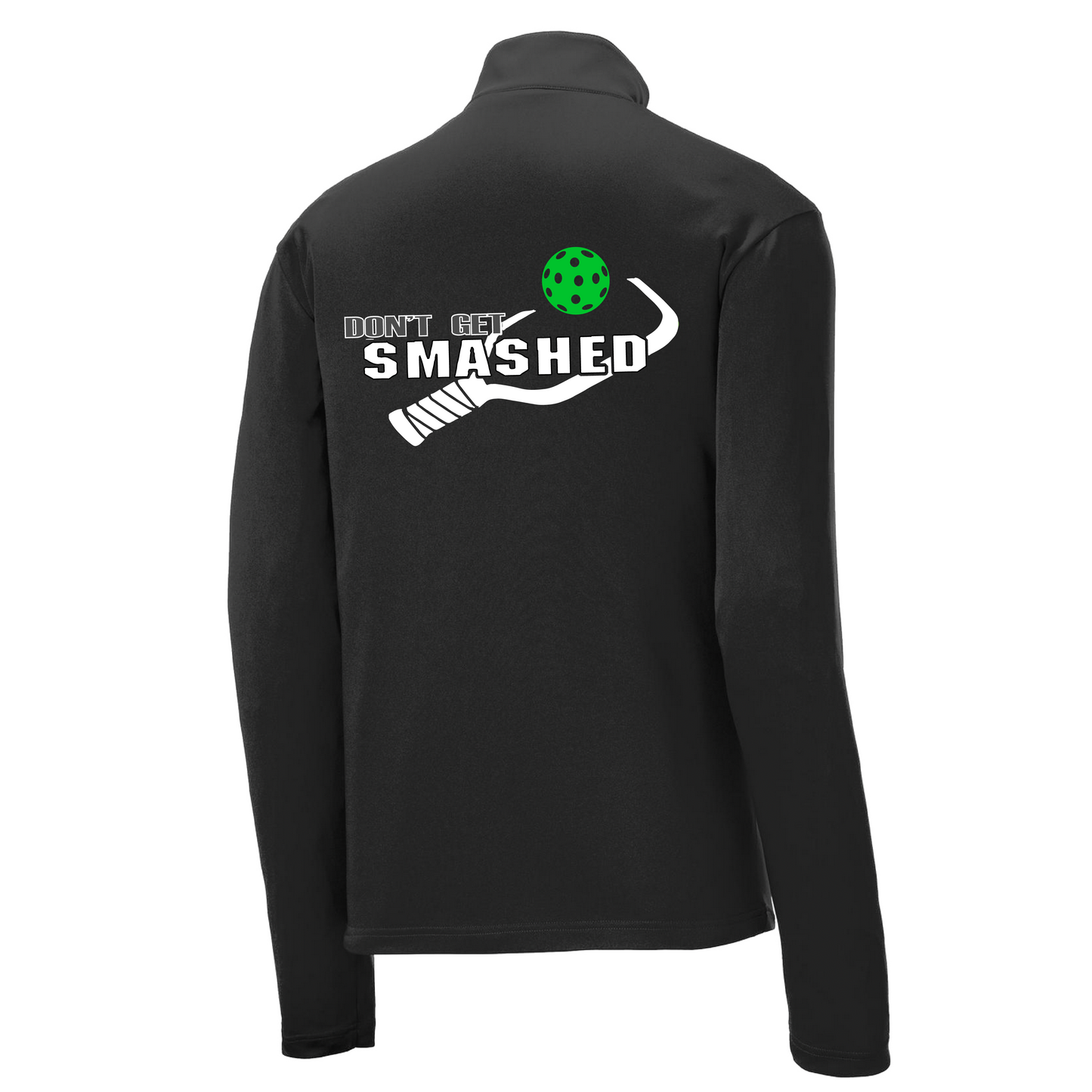 Don't Get Smashed (Pickleball Colors Red Green Stars) | Men's 1/4 Zip Long Sleeve Pullover Athletic Shirt | 100% Polyester