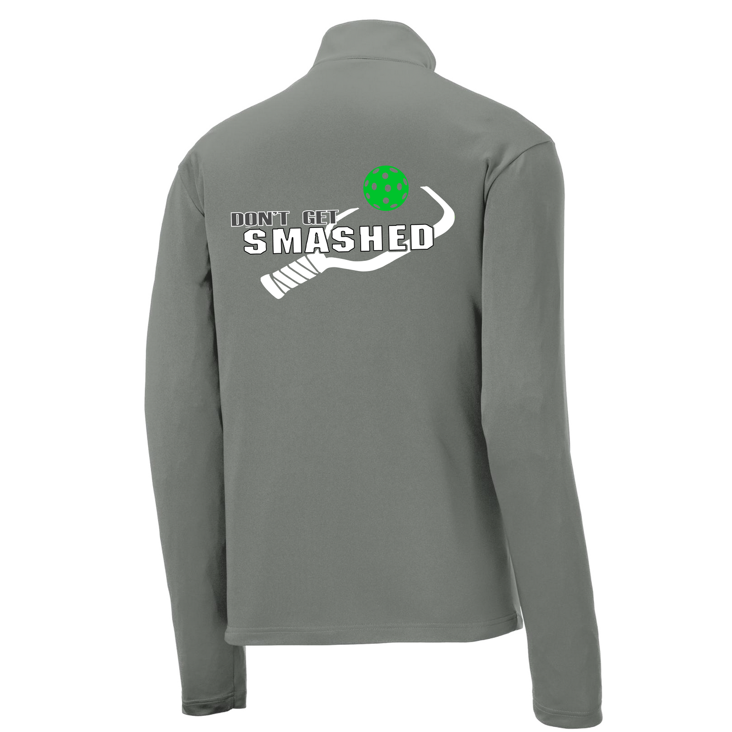 Don't Get Smashed (Pickleball Colors Red Green Stars) | Men's 1/4 Zip Long Sleeve Pullover Athletic Shirt | 100% Polyester