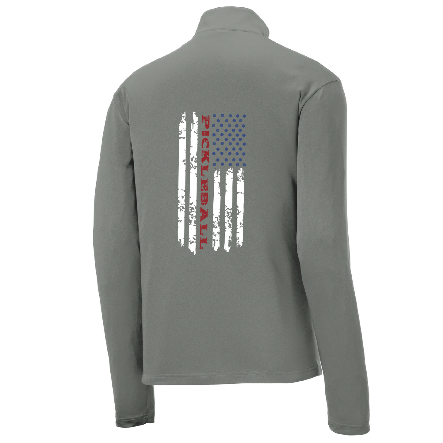 Pickleball Flag (Customizable) | Men's 1/4 Zip Long Sleeve Pullover Athletic Shirt | 100% Polyester