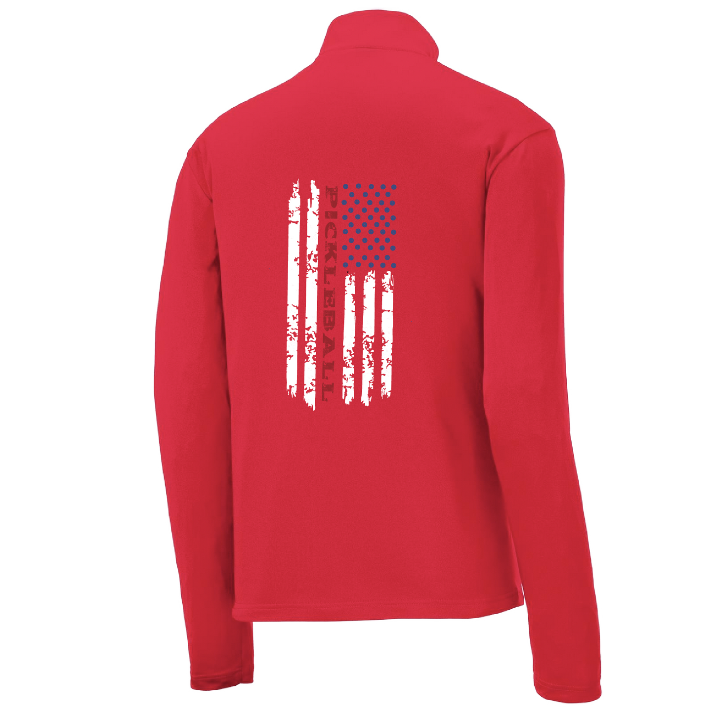 Pickleball Flag (Customizable) | Men's 1/4 Zip Long Sleeve Pullover Athletic Shirt | 100% Polyester