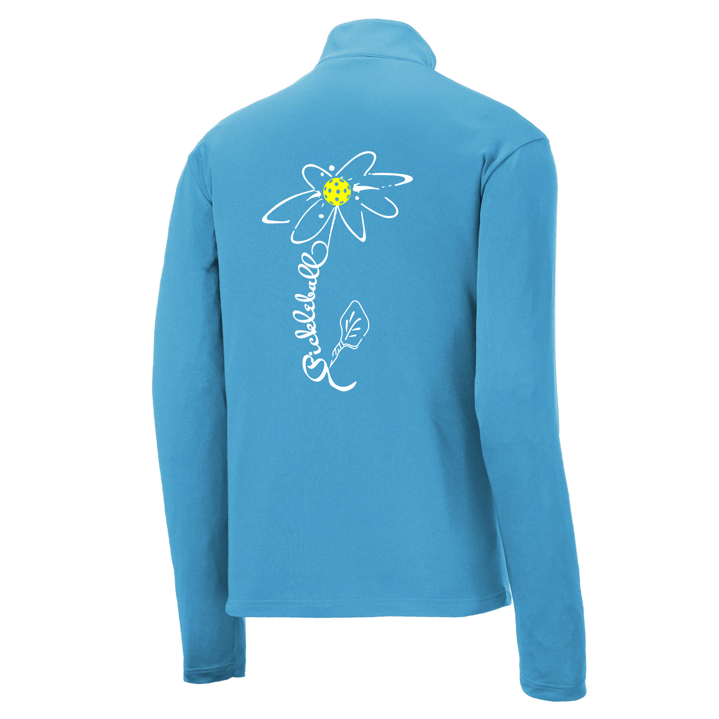 Pickleball Flower | Men's 1/4 Zip Long Sleeve Pullover Athletic Shirt | 100% Polyester