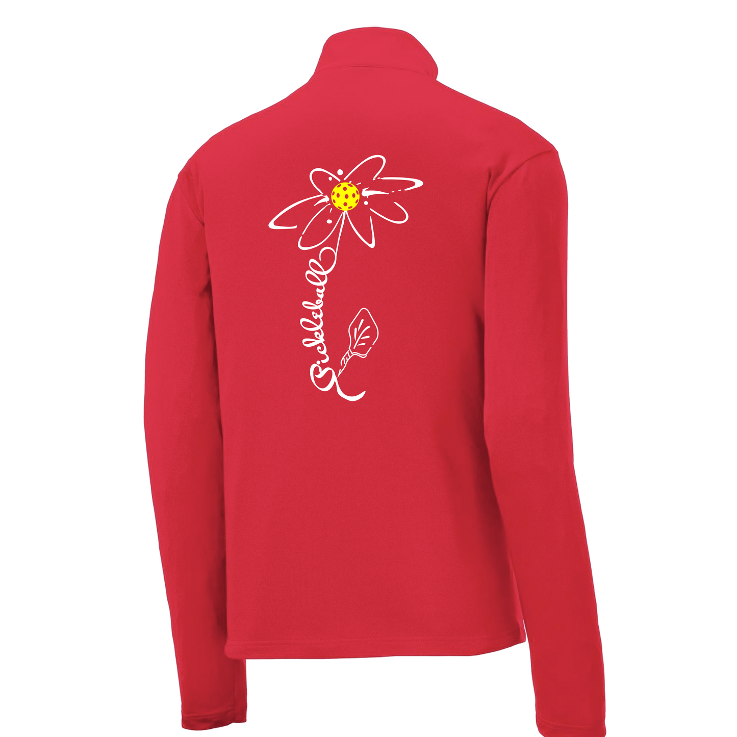 Pickleball Flower | Men's 1/4 Zip Long Sleeve Pullover Athletic Shirt | 100% Polyester