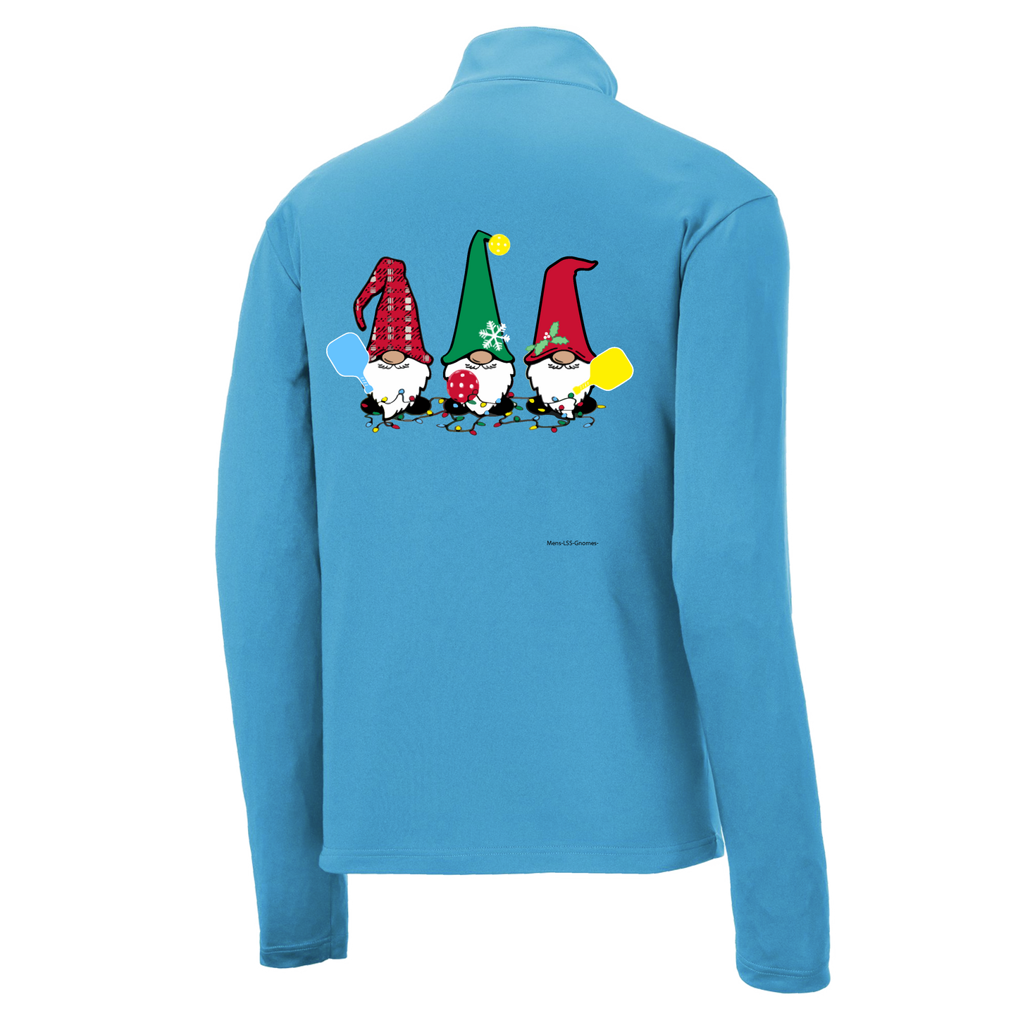 Christmas Gnomes | Men's 1/4 Zip Long Sleeve Pullover Athletic Shirt | 100% Polyester