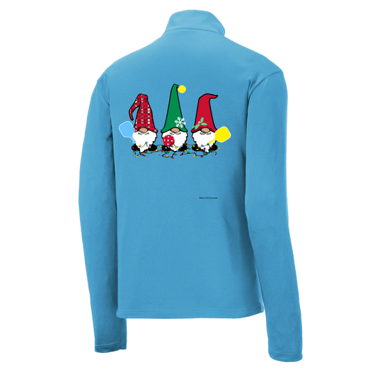 Christmas Gnomes | Men's 1/4 Zip Long Sleeve Pullover Athletic Shirt | 100% Polyester