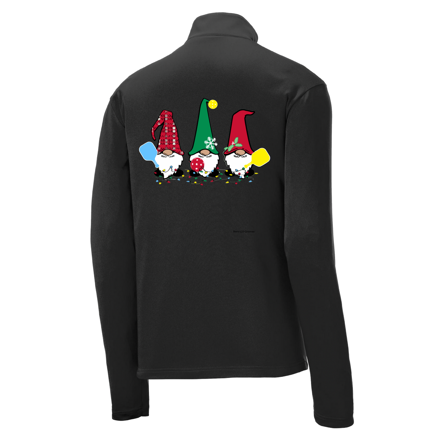 Christmas Gnomes | Men's 1/4 Zip Long Sleeve Pullover Athletic Shirt | 100% Polyester