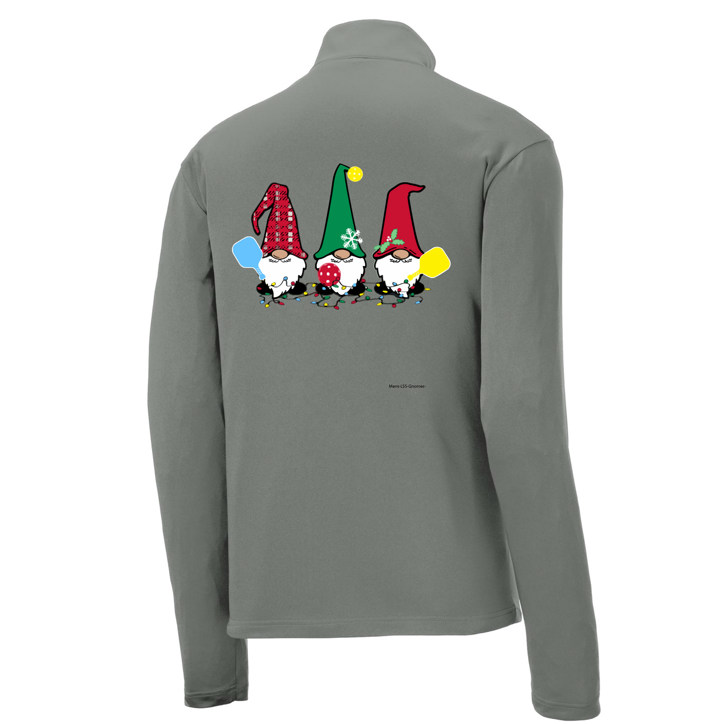 Christmas Gnomes | Men's 1/4 Zip Long Sleeve Pullover Athletic Shirt | 100% Polyester