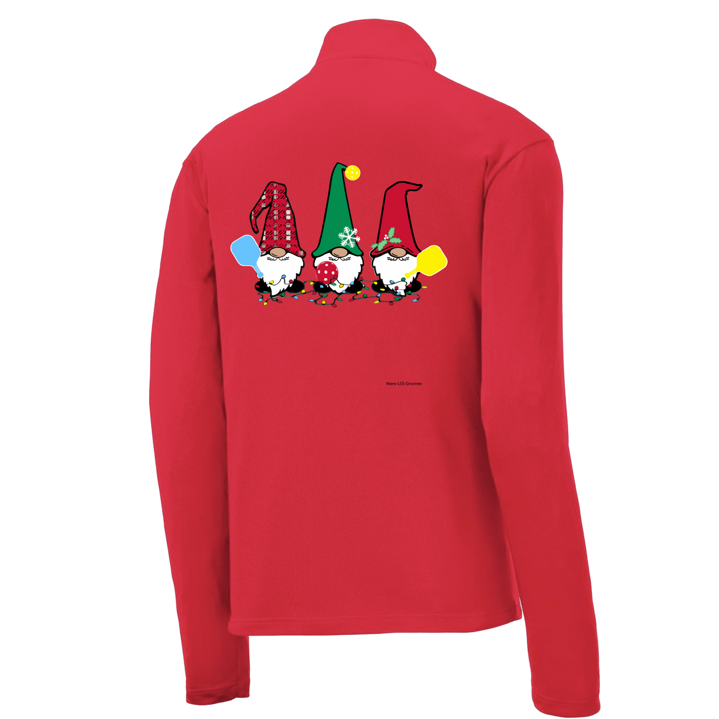 Christmas Gnomes | Men's 1/4 Zip Long Sleeve Pullover Athletic Shirt | 100% Polyester