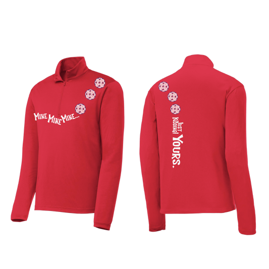 Mine JK Yours (Pickleballs With Stars) | Men's 1/4 Zip Long Sleeve Pullover Athletic Shirt | 100% Polyester