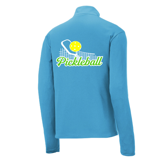 Pickleball Net | Men's 1/4 Zip Long Sleeve Pullover Athletic Shirt | 100% Polyester