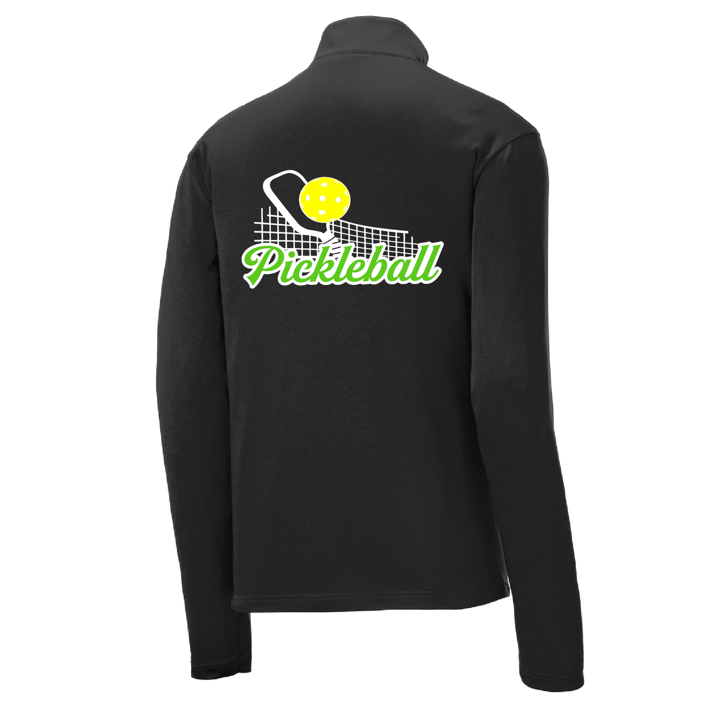 Pickleball Net | Men's 1/4 Zip Long Sleeve Pullover Athletic Shirt | 100% Polyester