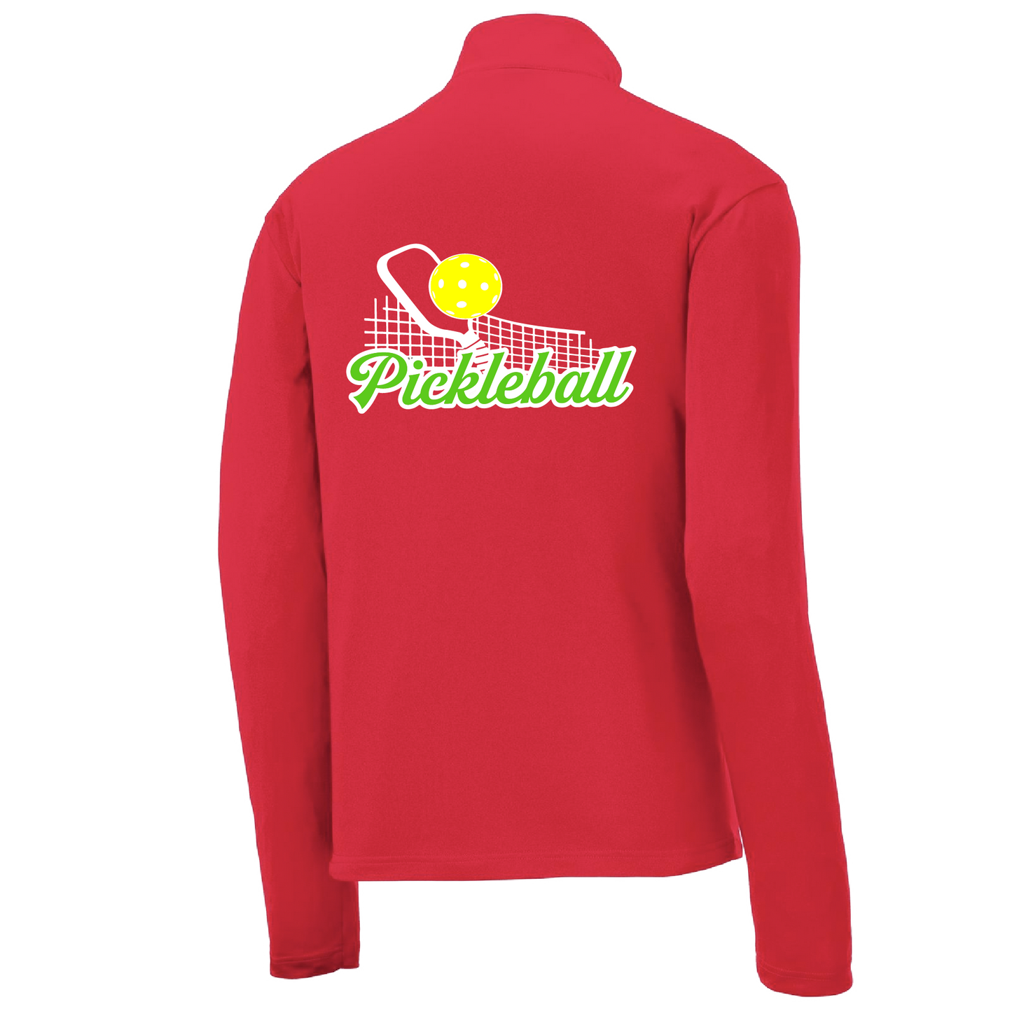 Pickleball Net | Men's 1/4 Zip Long Sleeve Pullover Athletic Shirt | 100% Polyester