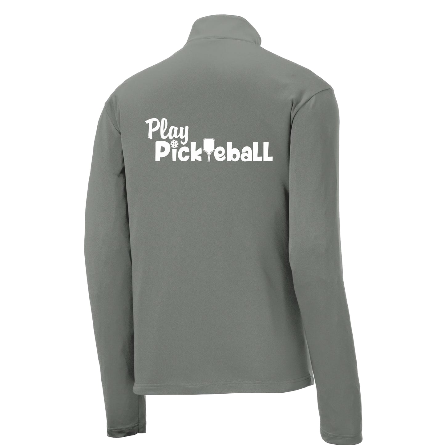 Play Pickleball | Men's 1/4 Zip Long Sleeve Pullover Athletic Shirt | 100% Polyester