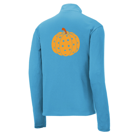 Pumpkin Pickleball | Men's 1/4 Zip Long Sleeve Pullover Athletic Shirt | 100% Polyester