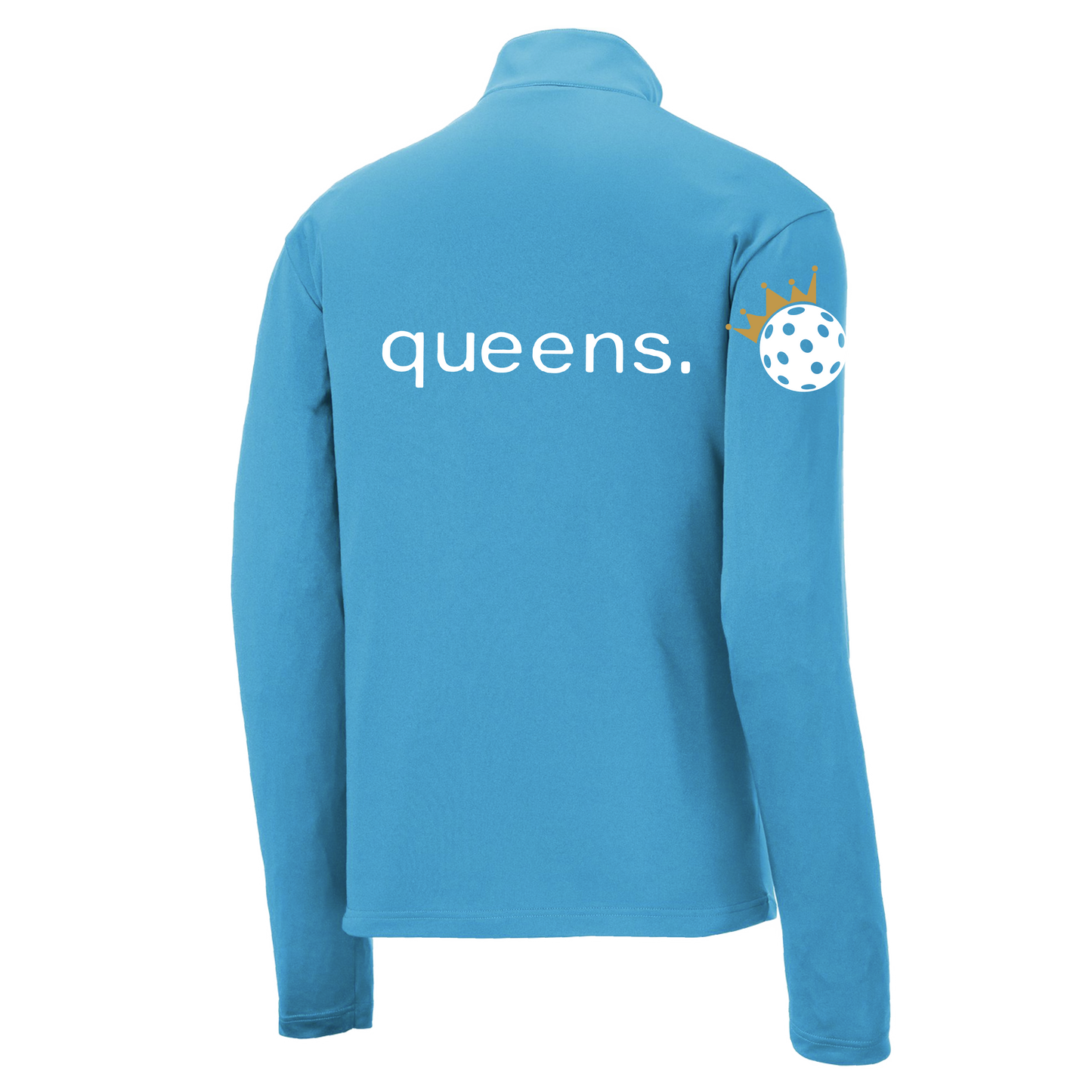 Pickleball Queens And Crown | Men's 1/4 Zip Long Sleeve Pullover Athletic Shirt | 100% Polyester