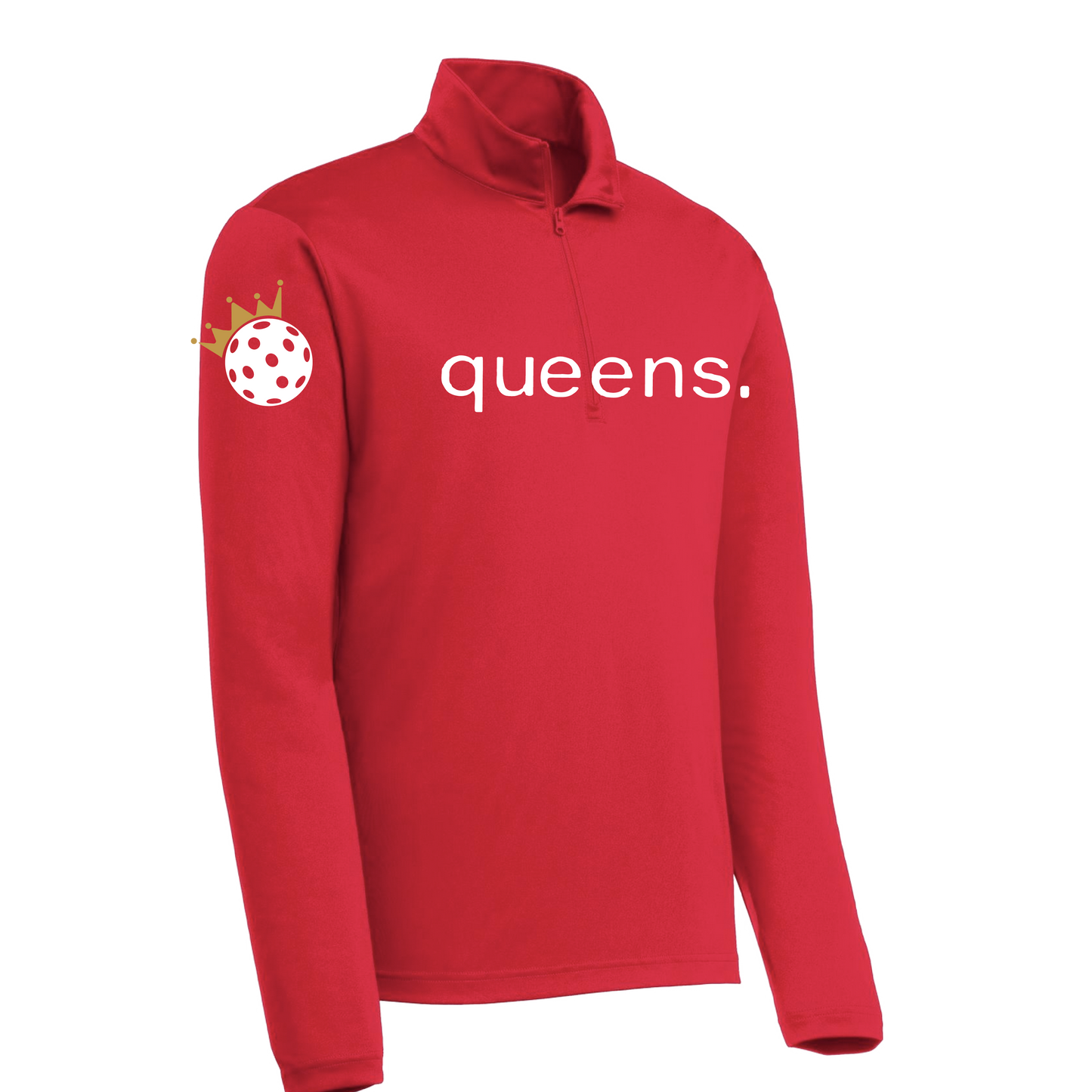 Pickleball Queens And Crown | Men's 1/4 Zip Long Sleeve Pullover Athletic Shirt | 100% Polyester