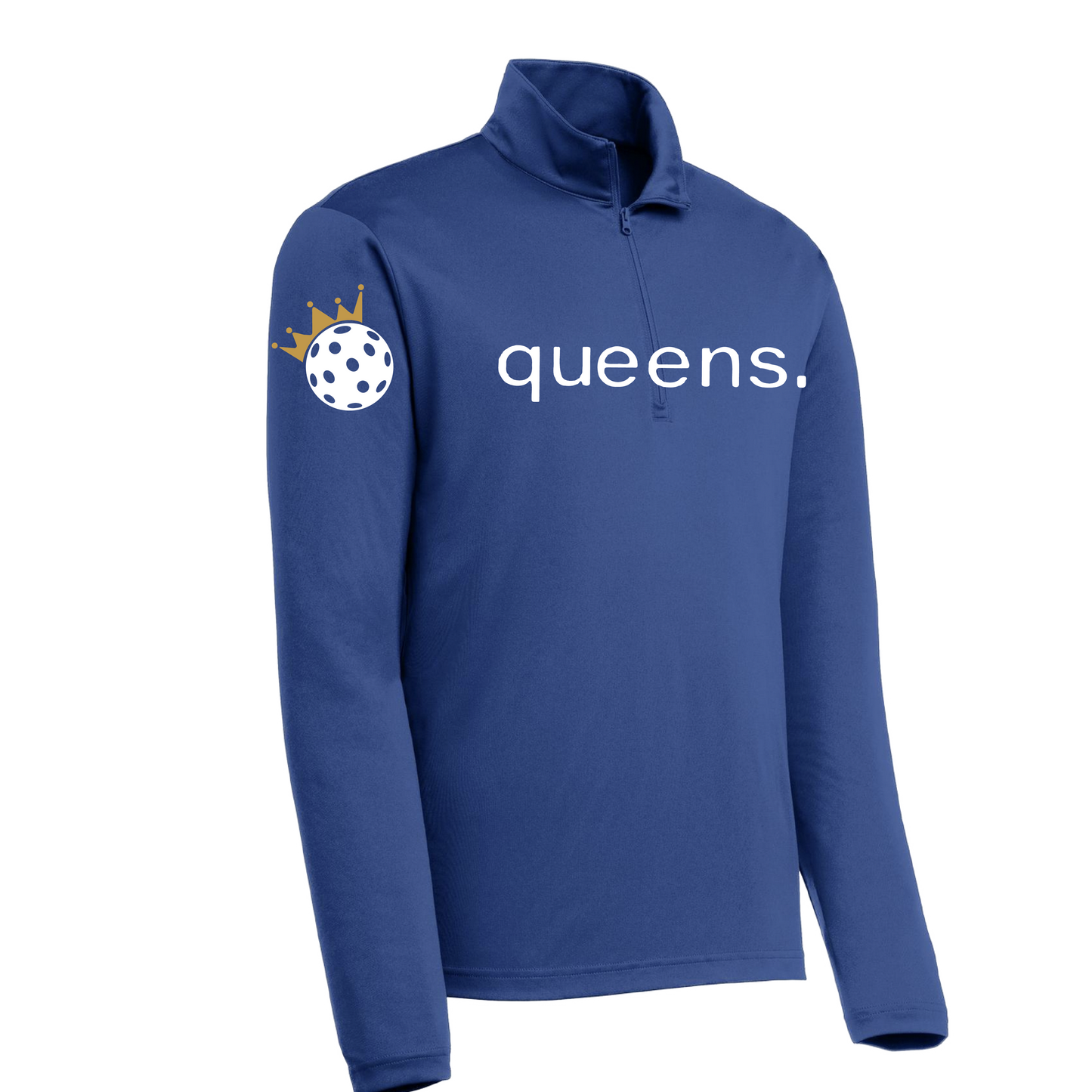 Pickleball Queens And Crown | Men's 1/4 Zip Long Sleeve Pullover Athletic Shirt | 100% Polyester