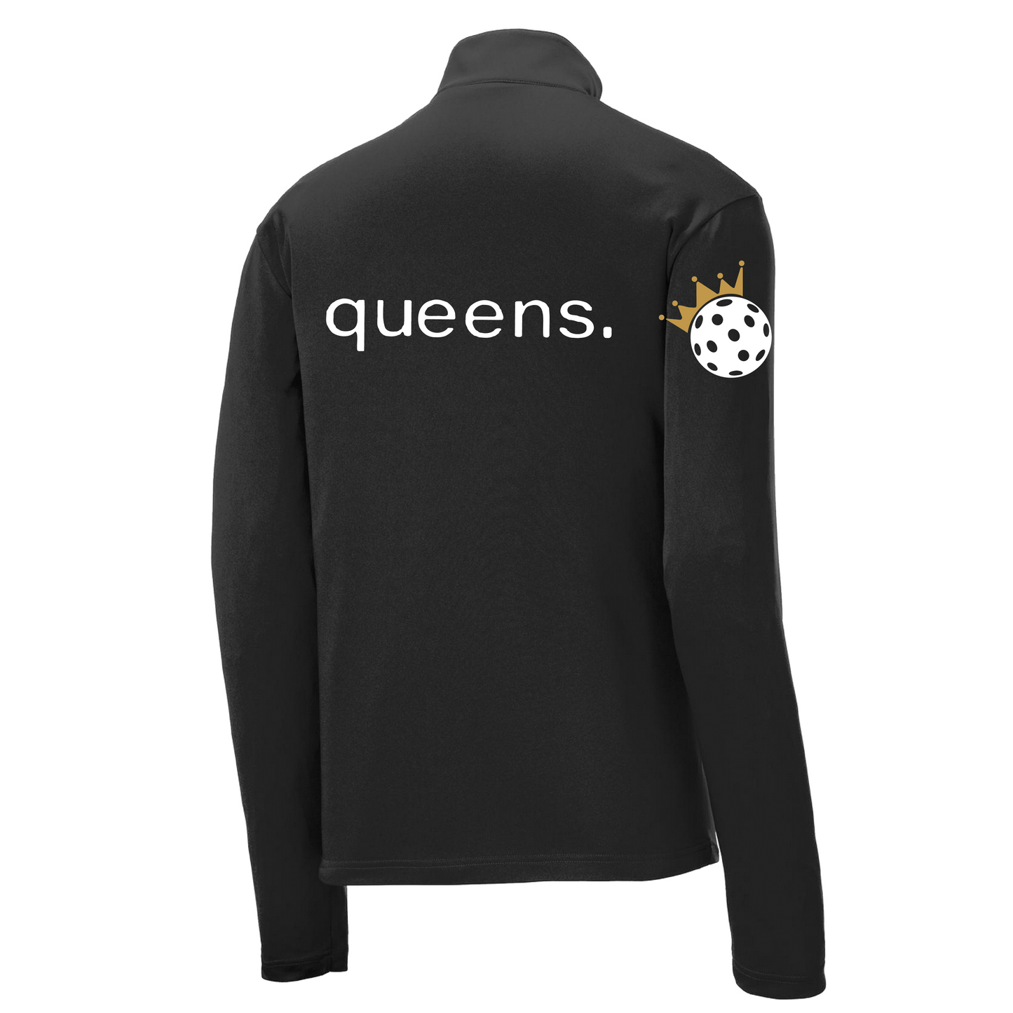 Pickleball Queens And Crown | Men's 1/4 Zip Long Sleeve Pullover Athletic Shirt | 100% Polyester