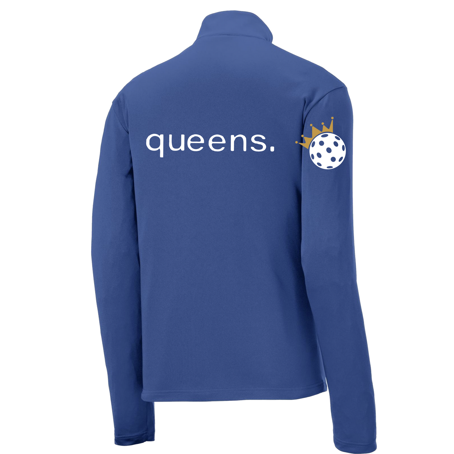 Pickleball Queens And Crown | Men's 1/4 Zip Long Sleeve Pullover Athletic Shirt | 100% Polyester