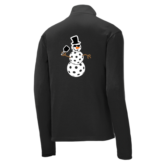 Snowman | Men's 1/4 Zip Long Sleeve Pullover Athletic Shirt | 100% Polyester